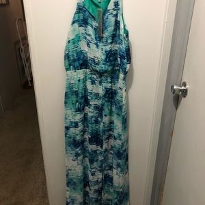 Daisy Fuentes Green & Blue Maxi Dress, Size L